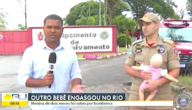 Bebê engasga no Rio e é salvo por bombeiros - Bom Dia Rio (TV Globo)