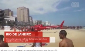 Helicóptero dos Bombeiros pousa na Praia de Ipanema para fazer resgate de afogado - G1