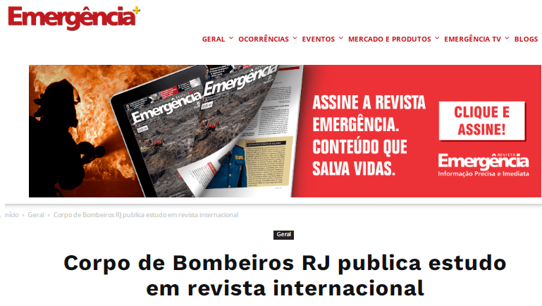 Corpo de Bombeiros RJ publica estudo em revista internacional – Revista Emergência