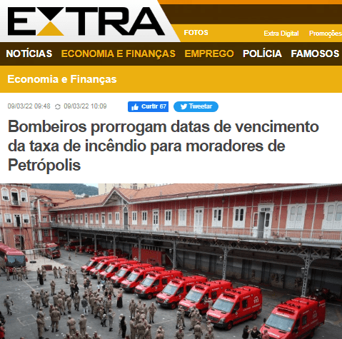 Bombeiros prorrogam datas de vencimento da taxa de incêndio para moradores de Petrópolis – Extra