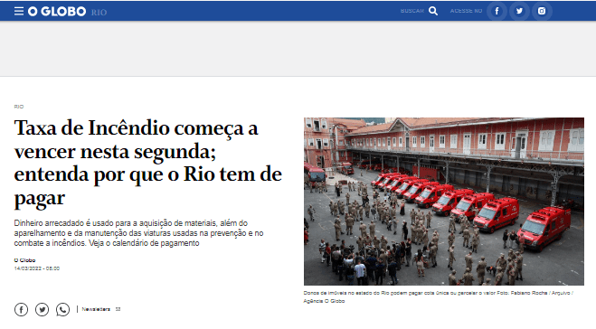 Taxa de Incêndio começa a vencer nesta segunda; entenda por que o Rio tem de pagar – O Globo