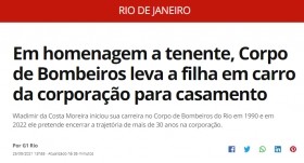 Em homenagem a tenente, Corpo de Bombeiros leva a filha em carro da corporação para casamento – G1