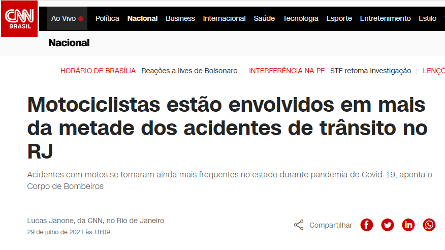 Motociclistas estão envolvidos em mais da metade dos acidentes de trânsito no RJ – CNN
