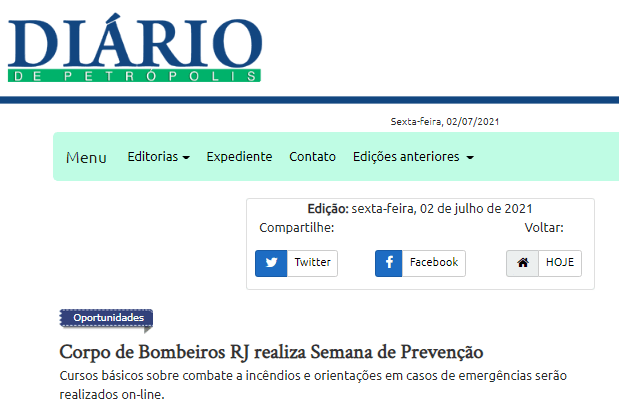 Corpo de Bombeiros RJ realiza Semana de Prevenção – Diário de Petrópolis