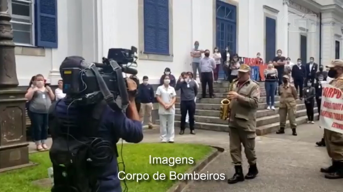 Bombeiros fazem homenagem a profissionais da saúde de Petrópolis – Intertv/G1