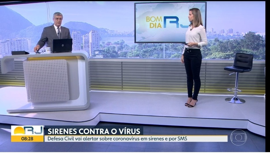 Defesa Civil Estadual vai alertar sobre coronavírus com sirenes em comunidades e por SMS – TV Globo (Bom Dia Rio)