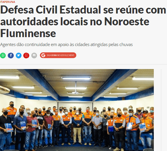 Defesa Civil Estadual se reúne com autoridades locais no Noroeste Fluminense – O Dia