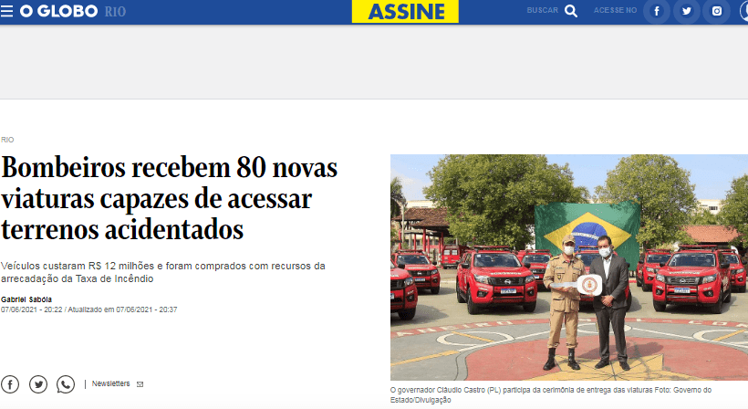 Bombeiros recebem 80 novas viaturas capazes de acessar terrenos acidentados – O Globo (Rio)