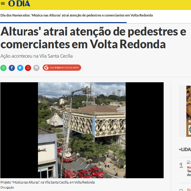 Dia dos Namorados: ‘Música nas Alturas’ atrai atenção de pedestres e comerciantes em Volta Redonda – O Dia