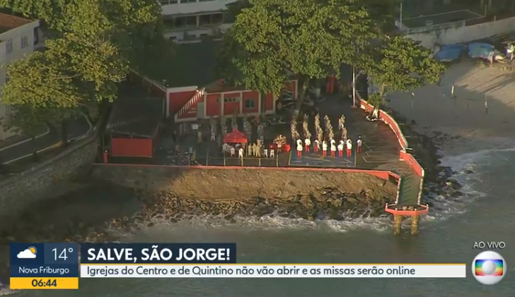 Missa em homenagem a São jorge é celebrada por Dom Orani Tempesta no Terceiro Grupamento Marítimo – 3º GMAR – TV Globo (Bom dia Rio)