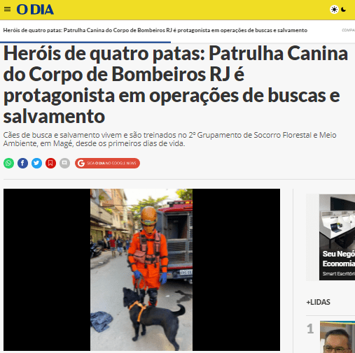 Heróis de quatro patas: Patrulha Canina do Corpo de Bombeiros RJ é protagonista em operações de buscas e salvamento – O Dia (Magé)