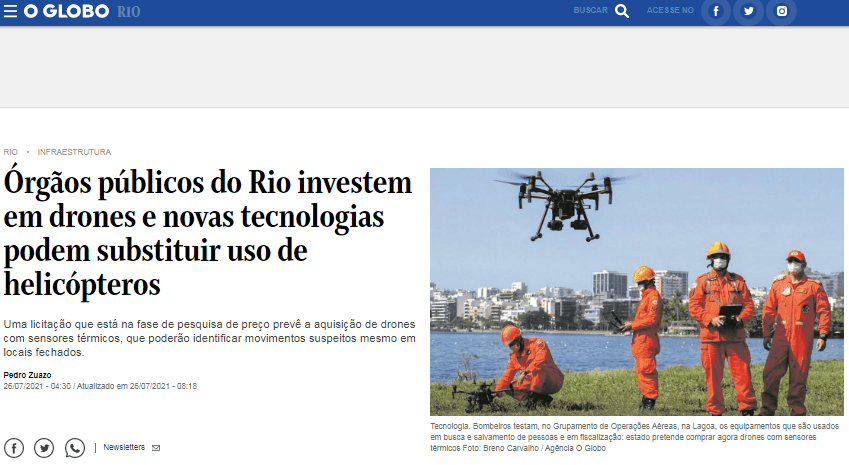 Órgãos públicos do Rio investem em drones e novas tecnologias podem substituir uso de helicópteros – O Globo