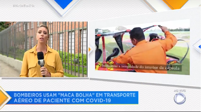 Bombeiros usam maca bolha para transferir paciente com Covid-19 – Hoje Em Dia (Record)