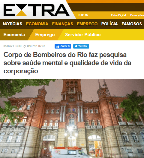 Corpo de Bombeiros do Rio faz pesquisa sobre saúde mental e qualidade de vida da corporação – Extra (Col. Servidor)