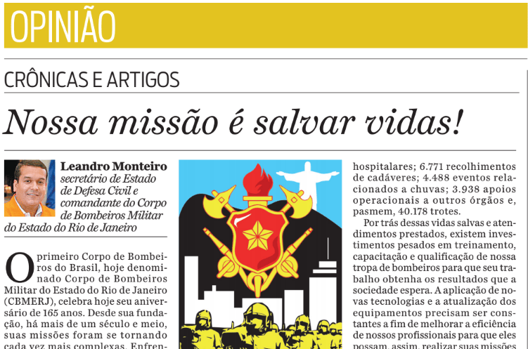 Nossa missão é salvar vidas! – O Dia (Opinião)