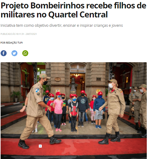 Projeto Bombeirinhos recebe filhos de militares no Quartel Central – Rádio Tupi