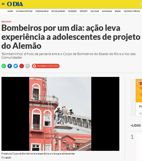 Bombeiros por um dia: ação leva experiência a adolescentes de projeto do Alemão – O Dia (Col. O Servidor)