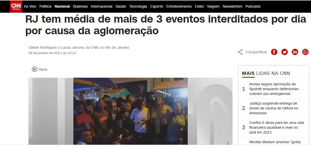 CBMERJ interdita média de 3 eventos por dia por aglomeração – CNN