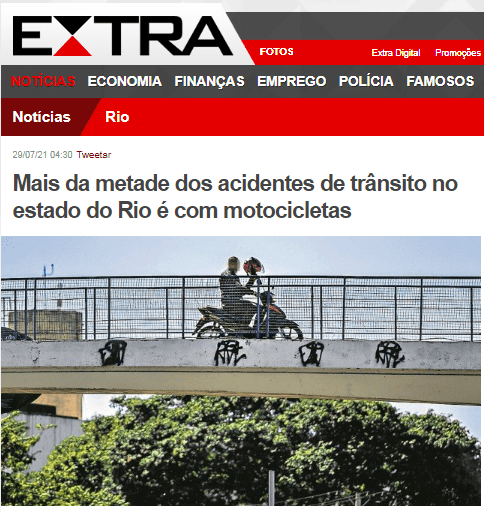 Mais da metade dos acidentes de trânsito no estado do Rio é com motocicletas – Extra