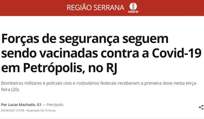 Forças de segurança seguem sendo vacinadas contra a Covid-19 em Petrópolis, no RJ – Inter TV (Região Serrana)