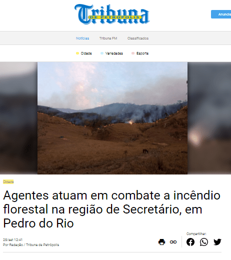 CBMERJ atua em combate a incêndio florestal na região de Secretário – Tribuna de Petrópolis