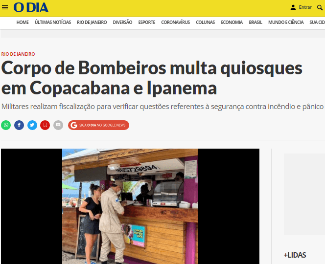 Corpo de Bombeiros multa quiosques em Copacabana e Ipanema – O Dia